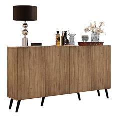 Aparador Buffet 4 Portas c/Pés Retrô Veneza Multimóveis Rustic/preto