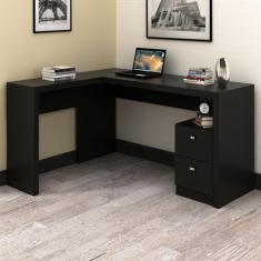Mesa para Escritório 2 Gavetas Preto Me4129 - Tecno Mobili