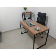 Escrivaninha de Escritório Estilo Industrial 1,20m(aço/MDF) - Lenna De