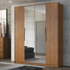 Guarda Roupa Solteiro 4 Portas com 2 Portas com Espelhos Attore Demart