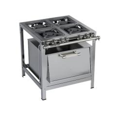 Fogão Industrial 4 bocas 30x30 Com Forno Aço Inox 304 Luxo Metalmaq, G