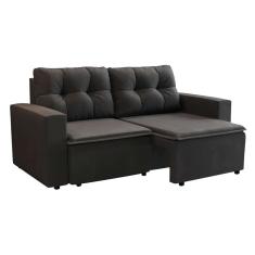 Sofá 3 Lugares Retrátil Amsterdã ii Suede Preto 210 cm