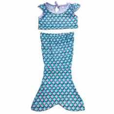 Fantasia de Sereia Bebê Azul Turquesa Cauda com Cropped - Fantasias Ca