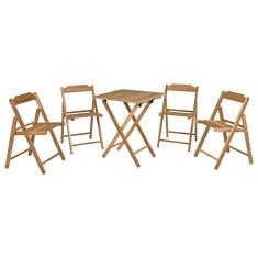 Conjunto Mesa e 4 Cadeiras Dobráveis Beer Teca Tramontina Natural