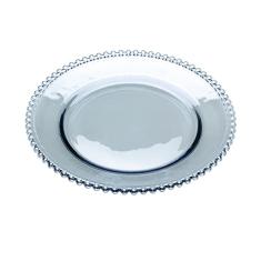 WOLFF - Sousplat de Cristal Azul Metalizado 32cm - Linha Pearl