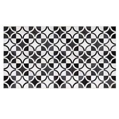 Tapete em Couro, Desenho Geométrico, Tapecouro, Preto/Branco