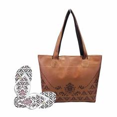 Bolsa Chinelo Feminino Arabesco Marrom Magicc Bolsas