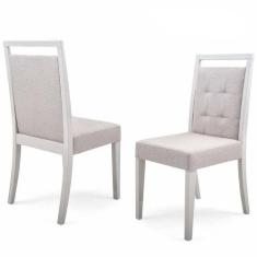 Conjunto 10 Cadeiras De Jantar Herval Libralli, Off White E Bege