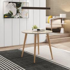 Mesa para Sala de Jantar Redonda 90cm Tampo em Vidro Veneza Casa D Off White