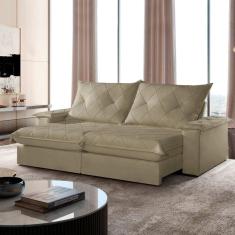 Sofá Retrátil e Reclinável com Catraca Blindada 200cm Mônaco Jolie/Bege