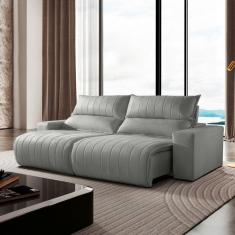 Sofá Retrátil e Reclinável com Catraca Blindada 210cm Palermo Jolie/Prata