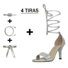 Sandália Troca Tira Salto Alto Fino Luiza Sobreira Prata-Feminino