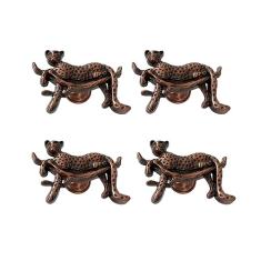 JSBWSFA 4 maçanetas de gaveta de leopardo puxadores de gaveta de animais art déco para armário guarda-roupa puxadores de cômoda cozinha de casa, quarto, banheiro acessórios de ferragens decorativas