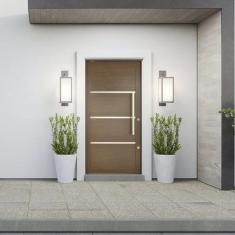 Porta de Aluminio Lambril Pivotante 220x100cm com Puxador Marrom