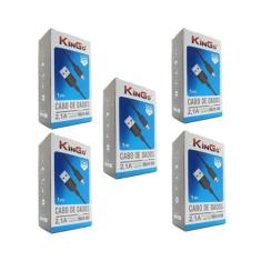 Kit 5 Cabos Usb V8 Kingo Preto 1M 2.1A Para Galaxy A10S - Yellow Cell