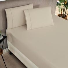Jogo de Lençol Queen Percale 200 Fios Ponto Palito Elegance 03 Peças -