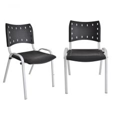 Kit 2 Cadeira Iso para Escola Escritório Comércio Preta Base Branca