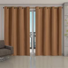 Cortina Blackout Corta Luz 70 % Tecido 4,00 x 2,70 - Avelã - Bordados 