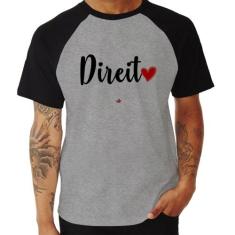 Camiseta Raglan Direito por amor - Foca na Moda, Cinza, Preto, GG