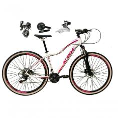 Bicicleta Aro 29 Ksw Mwza Shimano Altus 24v Frio Hidráulico Garfo Trava Pneu Bege - Branco/pink/violeta Tam.17