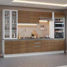 Armário De Cozinha Completa 340cm Branco/rustic Glamy Madesa 01 Branco/rustic