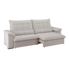 Sofá 4 Lugares Retrátil e Reclinável Módena Molas Ensacadas Linho Marfim