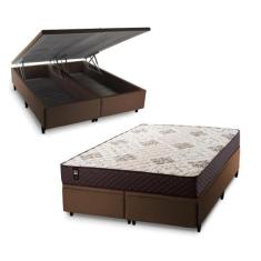 Conjunto Box Baú Allura Marrom 158x198x65 c/ Molas Ensacadas - King Ho