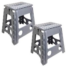 Kit 2 Banquetas Plásticas Dobráveis 150kg Banco Portátil 39cm Lyor Camping Pescaria