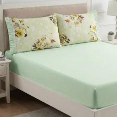 Jogo Lençol Queen 3 Peças 100 % Algodão Percal 180 Fios Babadinho - sa