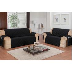 Kit protetor capa de sofá conjunto para 2 e 3 lugares Com Porta Objeto