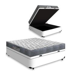 Cama Box Com Baú Casal Colchão D33 Ortobom Iso 100 138 cm, Branco