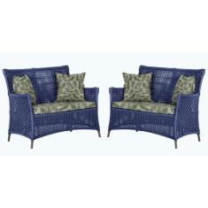 2 Sofás Área Externa Igapó Alumínio Pintura Marrom Corda Náutica Estof