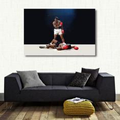 Quadro decorativo Muhammad Ali Luta com Tela em Tecido