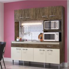 Cozinha Compacta 8 Portas 1 Gaveta 2 Nichos Luisa IRM Móveis Itaúba/Off White