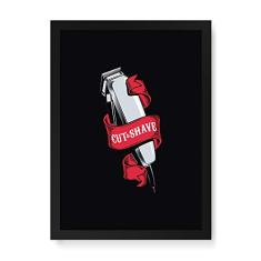 Arte Maníacos Quadro Decorativo Tesoura Cut E Shave - 23x16,25cm (Moldura em laca preta)