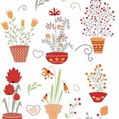 Papel De Parede Adesivo Lavável Flores Nos Jarros 15m