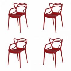 Kit 4 Cadeiras Allegra Solna OR Design Vermelho