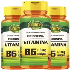 Vitamina B6 Piridoxina Vegana 60 caps 500mg Kit com 3