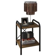 Mesa de Cabeceira Madri Com Prateleiras Preto/demolição - Art
