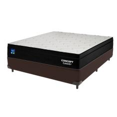 Cama Box Marrom e Colchão Casal Concept Molas Plumatex
