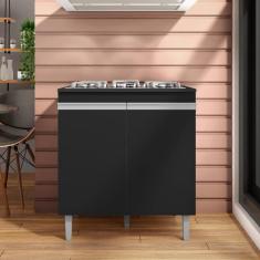 Balcão Para Cozinha 2 Portas United Preto Fosco