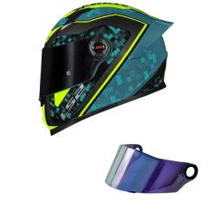 Capacete LS2 FF358 Classic S Striker Azul e Amarelo Mais Viseira Camaleão