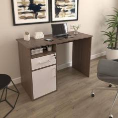 Escrivaninha Mesa Office Com Gaveta E Armário Hall Ipê-branco
