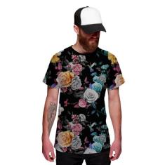 Camiseta Beija Flor Florida Preta Masculina Floral - Di Nuevo, P, Pret