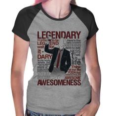 Baby Look Raglan Legendary Awesomeness - Foca na Moda, Cinza, Preto, G