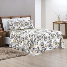 Jogo de lençol Queen estampado fio penteado 100% algodão  - SAFIRA ENX