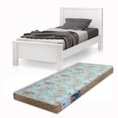 cama de solteiro para quarto tradicional mdf c/ pé de madeira com colc