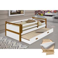 Beliche Infantil Bianca + 2 Colchões Solteiro Divaloto - Branco/amêndo