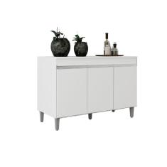Balcão Gabinete Manu 120cm 3 Portas C-tampo Branco