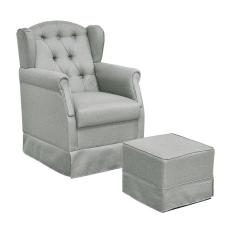 Poltrona De Amamentação Balanço E Puff Lívia Linho Cinza Escuro - Phoenix